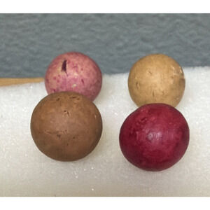 Antique Lot of 4 Clay Marbles As Is Yellow Brown Red